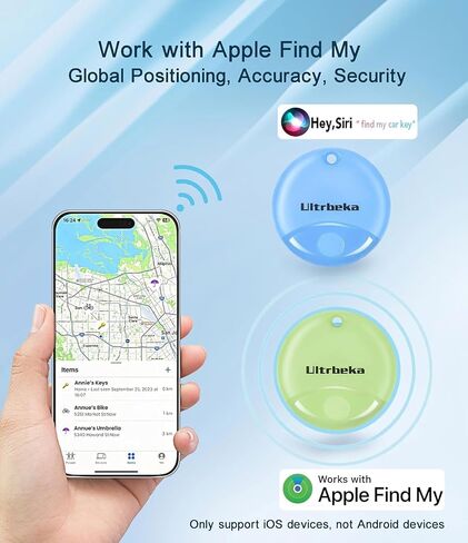 Ultrbeka Air Tracker Tag 4 Pack Bluetooth Item Finder for iPhone – MFi Certified Smart Tracker Compatible with Apple Find My, IP67 Waterproof Key Finder for Keys, Wallet, Luggage, Bike, Backpack in Kuwait