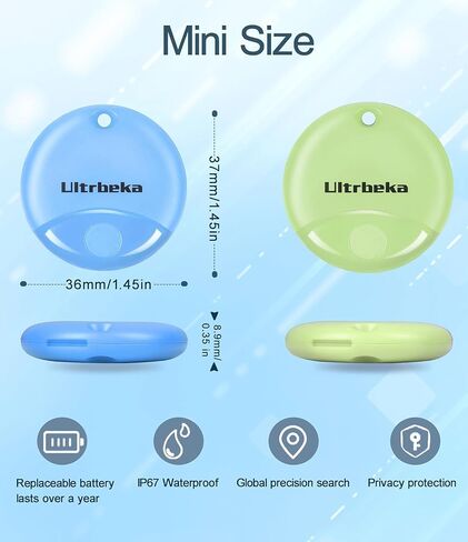 Ultrbeka Air Tracker Tag 4 Pack Bluetooth Item Finder for iPhone – MFi Certified Smart Tracker Compatible with Apple Find My, IP67 Waterproof Key Finder for Keys, Wallet, Luggage, Bike, Backpack in Kuwait