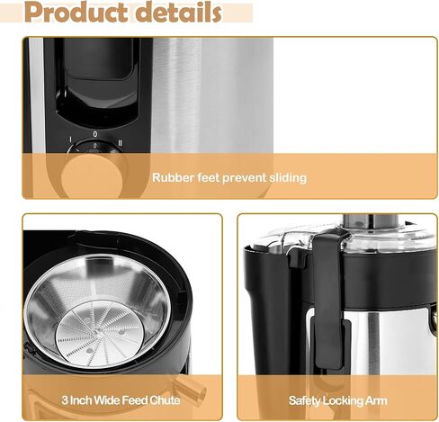 Juicer Machines,600W Portable Electric Fruit Juicer | Easy-Clean Juice Extractor with 3" Wide-Mouth Feed Chute, Dual-Speed Juicer Machine for Vegetable & Fruit & For Home Kitchen in Saudi Arabia
