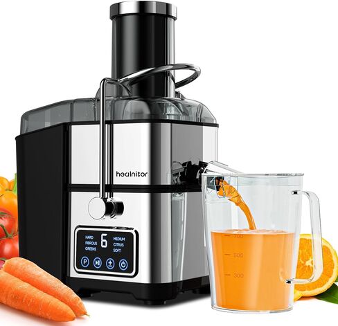 Healnitor 1200W 6-Speed Touch LCD Screen Centrifugal Juicer with 3.2'' Big Wide Chute, Juice Extractor Machines Vegetable and Fruit, Titanium Enhanced Filter, Easy Clean, BPA-Free, Silver in Saudi Arabia