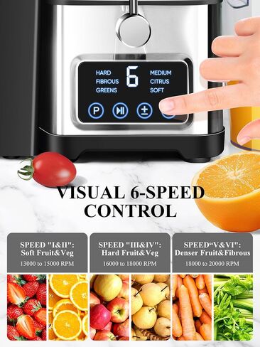 Healnitor 1200W 6-Speed Touch LCD Screen Centrifugal Juicer with 3.2'' Big Wide Chute, Juice Extractor Machines Vegetable and Fruit, Titanium Enhanced Filter, Easy Clean, BPA-Free, Silver in Saudi Arabia