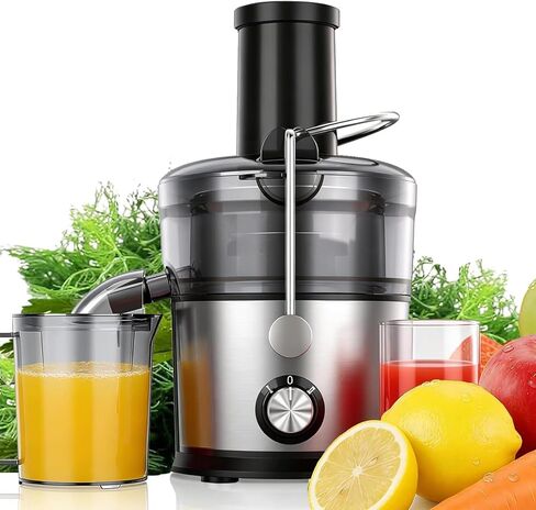 Juicer Machines, 1200W Juicer with 3" Feed Chute for Whole Fruits and Vegs, Dual Speeds Centrifugal Juice Extractor, Heavy Duty Full Copper Motor, 35oz Large Juice Jug, Stainless Steel, Silver in Saudi Arabia