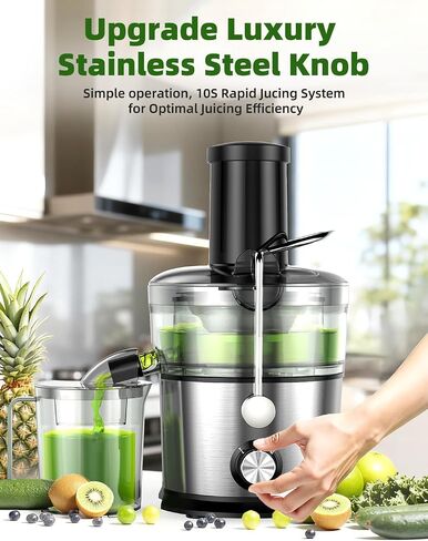 Juicer Machines, 1200W Juicer with 3" Feed Chute for Whole Fruits and Vegs, Dual Speeds Centrifugal Juice Extractor, Heavy Duty Full Copper Motor, 35oz Large Juice Jug, Stainless Steel, Silver in Saudi Arabia
