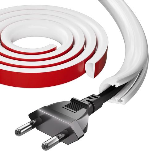 39" Silicone Cord Hider for Wall Mount TV, White Self-Adhesive Cable Hider | for 1 Cord(1/4" Diameter),Cable Management Under Desk,Cord Organizer,Cable Raceway Home & Office Trim,Cord Concealer Channel in Kuwait