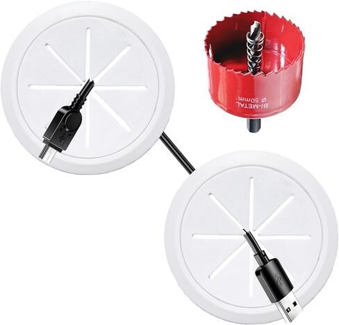 4 Pack TV Cord Hider for Wall Mounted TV, 2-3/8"(60mm Hole) Wire Hider in Wall Cable Management Kit, Includes 4 Pass Throughs and 1 Hole Saw Drill Attachment Easy to Install in Saudi Arabia