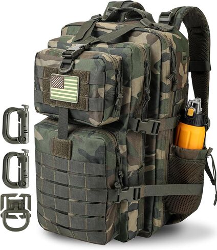 Hannibal Tactical 45L MOLLE Assault Backpack, Tactical Backpack Military Army Camping Rucksack with Bottle Holder, 3-Day Pack Trip w/USA Flag Patch, D-Rings, Pink in Saudi Arabia