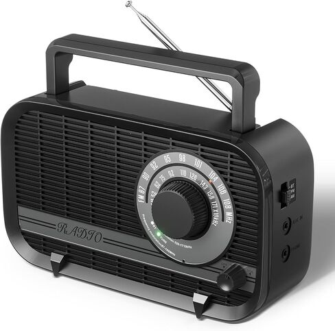 Portable AM FM Rechargeable Bluetooth Radio with Clock | AC Power/ AA Batteries/ Rechargeable Battery Radio, Alarm Clock, Sleep Timer, Clear Lcd Display For Seniors,Home,Kitchen in Saudi Arabia