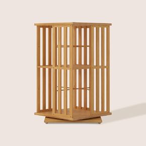 XIMN 360° Rotating Bamboo CD/DVD Shelf - 6-Tier Space-Saving Media Storage Cabinet for Movies, Organizer with Super Compact Design (Walnut, 6 Tier) in Saudi Arabia