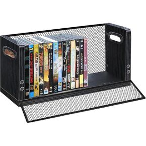 DVD Storage Rack 2 Pack, Stackable Media Organizer Holds 56 DVDs or 64 Blu ray Cases, Shelf with Magnetic Door for Video Games and CDs in Saudi Arabia