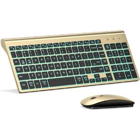 Wireless Backlit Keyboard and Mouse Ultra Slim Combo, TopMate -Silver White | 2.4G Silent Compact 2400DPI Mouse and Scissor Switch Keyboard Set, Batteries Included, for PC/Laptop/Windows/Mac/Gaming in Saudi Arabia