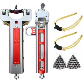 CNC Aluminum Slingshot for Adults with Magazine 2 Bands and 100 Balls Alloy Catapult Semi Automatic Loading Set Portable Outdoor Target Practice Sling Shot in Saudi Arabia