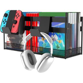Alyoen Video Game Storage Tower, Gaming Holder Shelf, PS5 Organizer Wall Mount with Controller Hook for /PS4/PS3/Xbox Series/CD/DVD, Holds 32 Nintendo Switch in Saudi Arabia