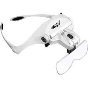 BIJIA Upgraded Version Headband Interchangeable(1.0X, 1.5X, 2.0X, 2.5X, 3.5X) Magnifying Glass with LED Lights for Close Work and Eyelash Extensions in Saudi Arabia