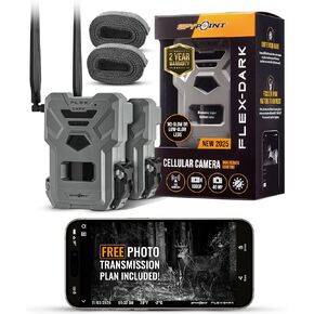 SPYPOINT Flex-Dark Twin Starter Pack with 2 SD Card - Cellular Trail Camera, 40MP Photos, 1080p Video + Sound, No-Glow Game Camera, Hunting Night Vision, Motion Activated,100ft Detection | 2 SD Card, 1080p Video + Sound, 40MP Photos, Cellular Trail Camera in Kuwait