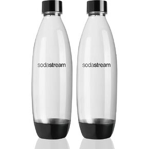 sodastream Twin Pack Fuse Carbonating Water Bottles 1 Litre, for Sparkling Water Maker, BPA Free, for Spirit, Spirit One Touch, Power, Play, Source, 2 x Reusable & Refillable Bottles (Black) in Kuwait