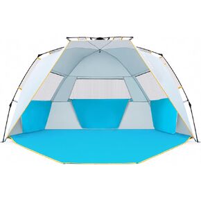 Wolfwise Instant Beach Tent Sun Shelter with Zippered Extendable Porch for Privacy, Portable with Carrying Bag, Easy Setup Pop up Beach Shade for 3-4 Person, 85 x45x49 IN, Blue in Saudi Arabia