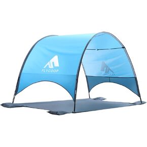 2026 Upgraded Beach Umbrella Canopy with UPF 50+ UV Protection, Portable Beach Tent for Sun, 360° Ventilation, 4 Sandbags, Dual Pockets, Stakes & Ropes, for 2-3 People in Saudi Arabia