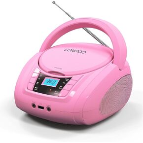 LONPOO Portable Home CD Players Boombox with Speakers | USB/Bluetooth/AUX Input and Earphone Jack Output, Stereo Sound Speaker & Audio Player,White in Saudi Arabia