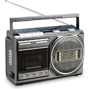 مشغل شريط كاسيت بلوتوث Boombox، مشغل كاسيت قديم مع راديو AM/FM/SW، كاسيت إلى محول MP3، مشغل شريط مع مقابض ثلاثية/باس، ميكروفون كاريوكي، هدية للعائلة والأصدقاء وكبار السن in Kuwait
