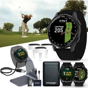 Garmin Approach S50 Advanced Golf GPS Smartwatch | AMOLED Touchscreen Display | On-Course Features and Signature Series Power Bundle | Ivory Nylon Band in Kuwait