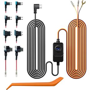 REDTIGER F7N Dash Cam Hardwire Kit USB C Port, Dashboard Camera Car Charger Cable Kit 12V- 24V to 5V w/Fuse Kit, Low Voltage Protection for Dash Cam Double-4 Fuses in Kuwait