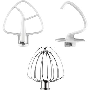 Stainless Steel Mixer Attachments for KitchenAid 5QT Mixer, 3 PCS | For KitchenAid 4.5/5QT Tilt-Head Mixer, All Stainless Steel, K45WW K45DH K45B, Dishwasher Safe, Mixer/Machine NOT Included in Saudi Arabia