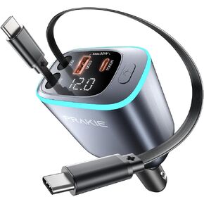 iPhone Car Charger, Retractable Fast USB C Phone Charger, 4 in 1 Cigarette | Lighter Adapter with 2 Cables 25 Inch and 2 USB Ports, Multi Port USB Car Charging for iPhone 17/16/15/14/13/Pro Max in Saudi Arabia
