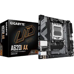 GIGABYTE A620I AX (AM5/ LGA 1718/ AMD/ A620/ Mini-ITX/ 5-Year Warranty/ DDR5/ Single M.2/ PCIe 4.0/ USB 3.2 Gen1 Type-C/Realtek Wi-Fi 6E/ Realtek 2.5GbE/ Q-Flash Plus/PCIe EZ-Latch/Motherboard) in Saudi Arabia
