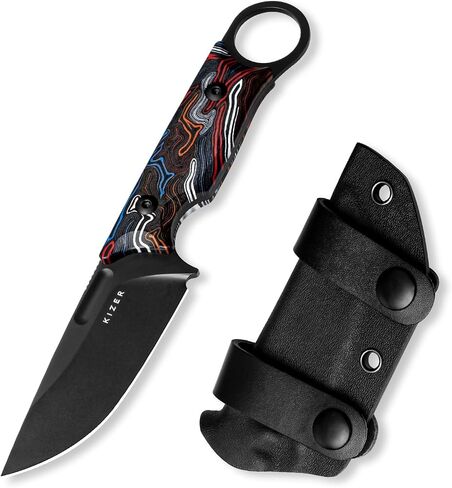 Kizer Cabox Fixed Blade Knife, 3.36" D2 Steel Fixed Blade Hunting Knife | G10 Handle with Sheath, EDC Knives for Survival Hunting Camping Knives 1048A3 in Saudi Arabia