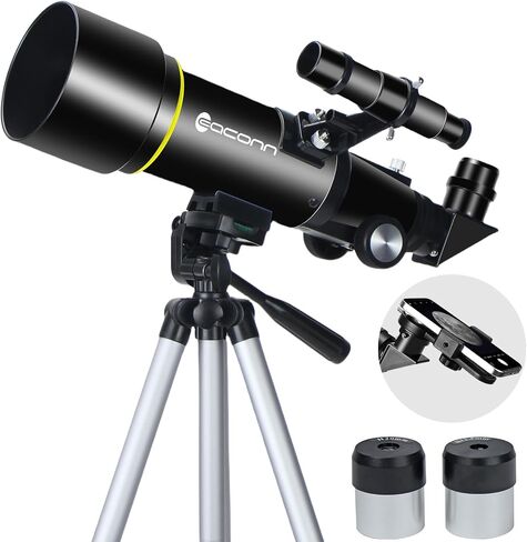 Telescopes, Telescope for Kids and Adults Beginners, 70mm Aperture 400mm Focus Length Refractor Travel Telescope with AZ Mount for Observe The Moon and Landscape-Black in Saudi Arabia