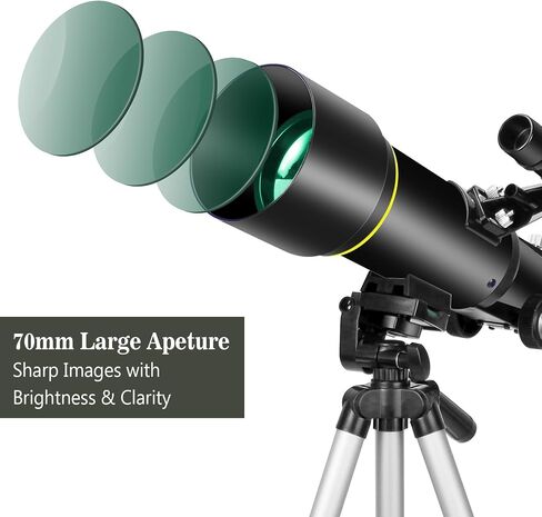 Telescopes, Telescope for Kids and Adults Beginners, 70mm Aperture 400mm Focus Length Refractor Travel Telescope with AZ Mount for Observe The Moon and Landscape-Black in Saudi Arabia