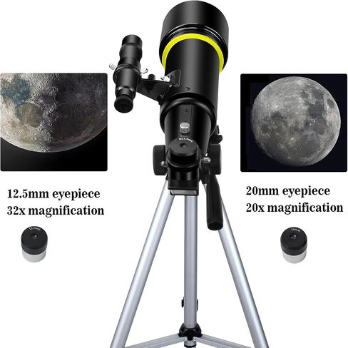 Telescopes, Telescope for Kids and Adults Beginners, 70mm Aperture 400mm Focus Length Refractor Travel Telescope with AZ Mount for Observe The Moon and Landscape-Black in Saudi Arabia
