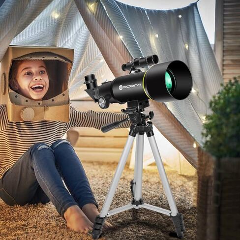 Telescopes, Telescope for Kids and Adults Beginners, 70mm Aperture 400mm Focus Length Refractor Travel Telescope with AZ Mount for Observe The Moon and Landscape-Black in Saudi Arabia