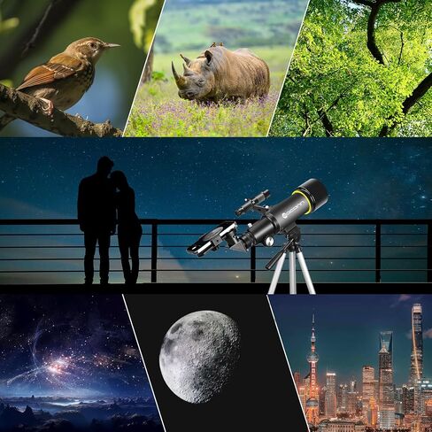 Telescopes, Telescope for Kids and Adults Beginners, 70mm Aperture 400mm Focus Length Refractor Travel Telescope with AZ Mount for Observe The Moon and Landscape-Black in Saudi Arabia