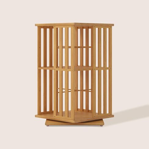XIMN 360° Rotating Bamboo CD/DVD Shelf - 6-Tier Space-Saving Media Storage Cabinet for Movies, Organizer with Super Compact Design (Walnut, 6 Tier) in Saudi Arabia