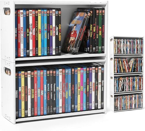 2-Pack Stackable CD DVD Storage Rack, Holds 58 CDs or DVDs | 2-pack stackable CD DVD storage rack holds 58 CDs or DVDs, saves space, displays disc cases, and makes a gift for collectors. in Saudi Arabia