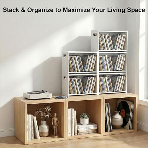 2-Pack Stackable CD DVD Storage Rack, Holds 58 CDs or DVDs | 2-pack stackable CD DVD storage rack holds 58 CDs or DVDs, saves space, displays disc cases, and makes a gift for collectors. in Saudi Arabia