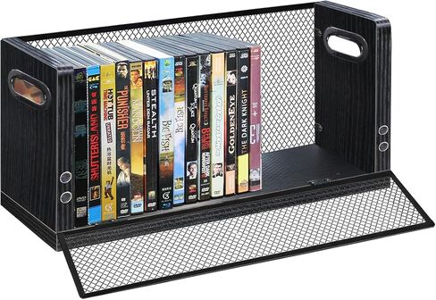 DVD Storage Rack 2 Pack, Stackable Media Organizer Holds 56 DVDs or 64 Blu ray Cases, Shelf with Magnetic Door for Video Games and CDs in Saudi Arabia
