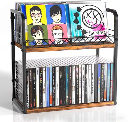 Alyoen 3-Tier CD Holder, CD Storage Rack, CD Organizer with Display Top Shelf, CD Case Holder for Home Office, Holds Up to 102 CDs Standard, DVD Storage Rack Ideal for Music Enthusiasts in Saudi Arabia