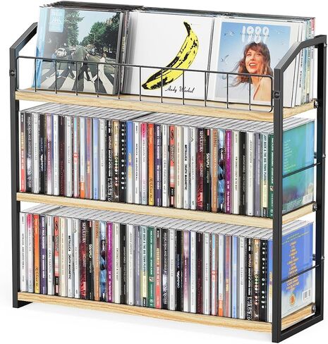 3-Tier CD Holder, CD Storage and Rack for Display, Storage Organizer with Display Top Shelf, Premium Holder Shelf for Home, Office and Kitchen Counter Organizer Rack, Holds 123 CDs in Saudi Arabia