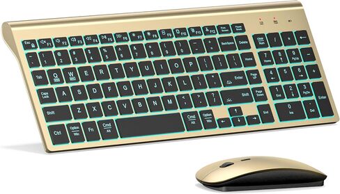 Wireless Backlit Keyboard and Mouse Ultra Slim Combo, TopMate -Silver White | 2.4G Silent Compact 2400DPI Mouse and Scissor Switch Keyboard Set, Batteries Included, for PC/Laptop/Windows/Mac/Gaming in Saudi Arabia