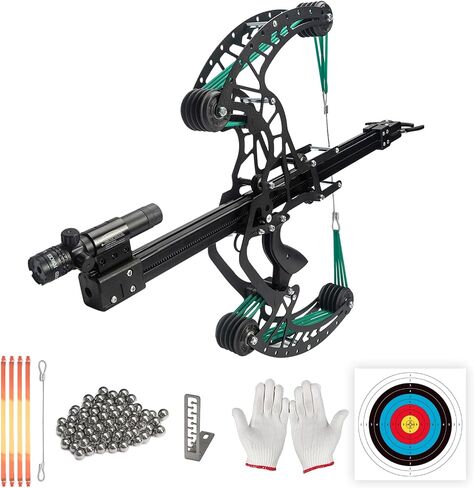 Compound Slingshot that Shoots Steel Balls, Both Handed Ball Bearing Compound Bow Set for Adults, Professional Slingshot with Continuous Shooting for Outdoor (Green) in Saudi Arabia