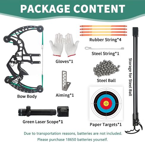 Compound Slingshot that Shoots Steel Balls, Both Handed Ball Bearing Compound Bow Set for Adults, Professional Slingshot with Continuous Shooting for Outdoor (Green) in Saudi Arabia