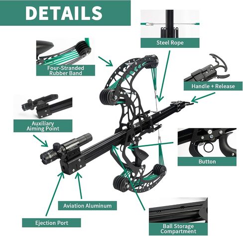 Compound Slingshot that Shoots Steel Balls, Both Handed Ball Bearing Compound Bow Set for Adults, Professional Slingshot with Continuous Shooting for Outdoor (Green) in Saudi Arabia