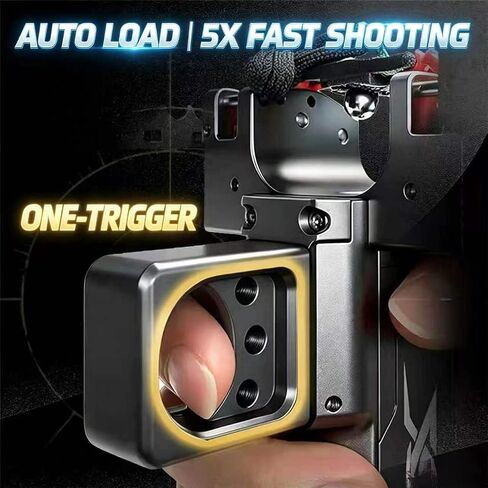 CNC Aluminum Slingshot for Adults with Magazine 2 Bands and 100 Balls Alloy Catapult Semi Automatic Loading Set Portable Outdoor Target Practice Sling Shot in Saudi Arabia