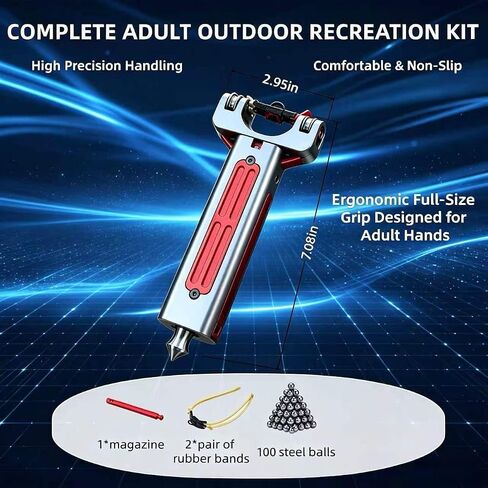CNC Aluminum Slingshot for Adults with Magazine 2 Bands and 100 Balls Alloy Catapult Semi Automatic Loading Set Portable Outdoor Target Practice Sling Shot in Saudi Arabia