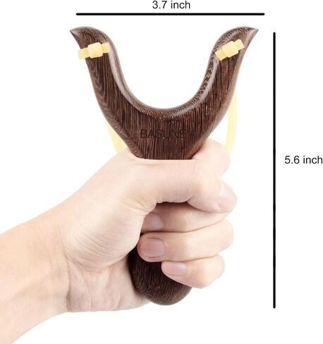 BASUNE Slingshot Wood Hunting Slingshot with 1Pcs Replacement Band and Approx 150 Clay-Iron Balls Sling Shot for Adults Hunting in Saudi Arabia