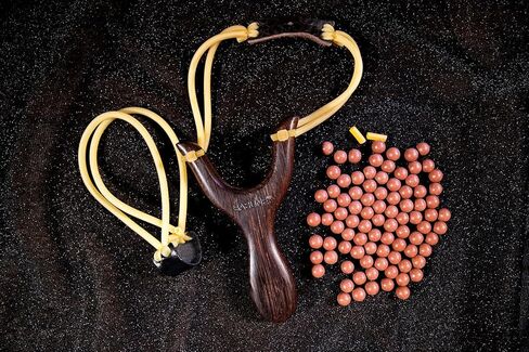 BASUNE Slingshot Wood Hunting Slingshot with 1Pcs Replacement Band and Approx 150 Clay-Iron Balls Sling Shot for Adults Hunting in Saudi Arabia