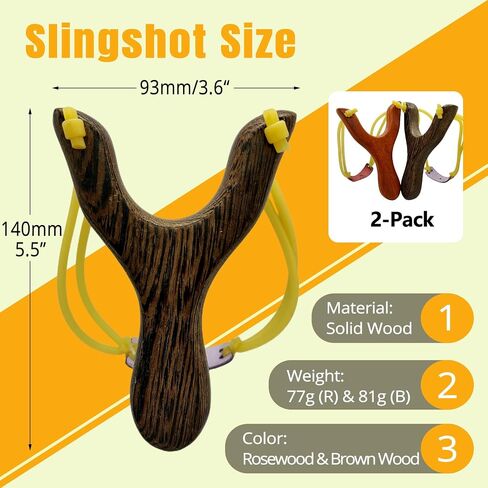 Wooden Slingshot Set Including 2 PCS Wooden Sling Shot for Kids with Strong Double Elastic Hose Rubber Band and Clay Balls for Outdoor Sports Catapult Game in Saudi Arabia