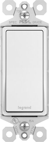 Legrand radiant TM870STMWCC10 15 Amp Garbage Disposal Rocker Wall Switch, Single Pole Momentary Contact Decorator Light Switches, White (1 Count) in Kuwait
